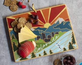 Colorado CUSTOM State Shaped Cutting Board and Charcuterie-Gifts For Her/Him-Housewarming Gift-Custom Gifts For Family/Friends