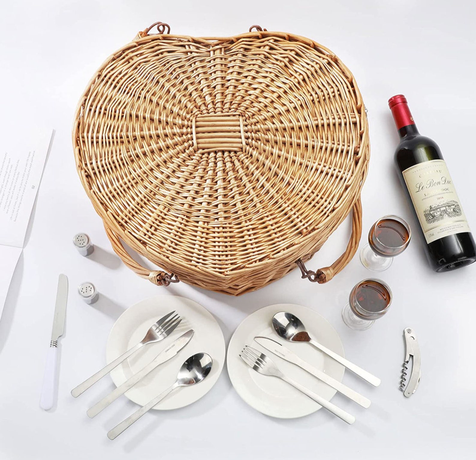 Personalized Heart Picnic Basket Engraved Custom Personalized Etsy