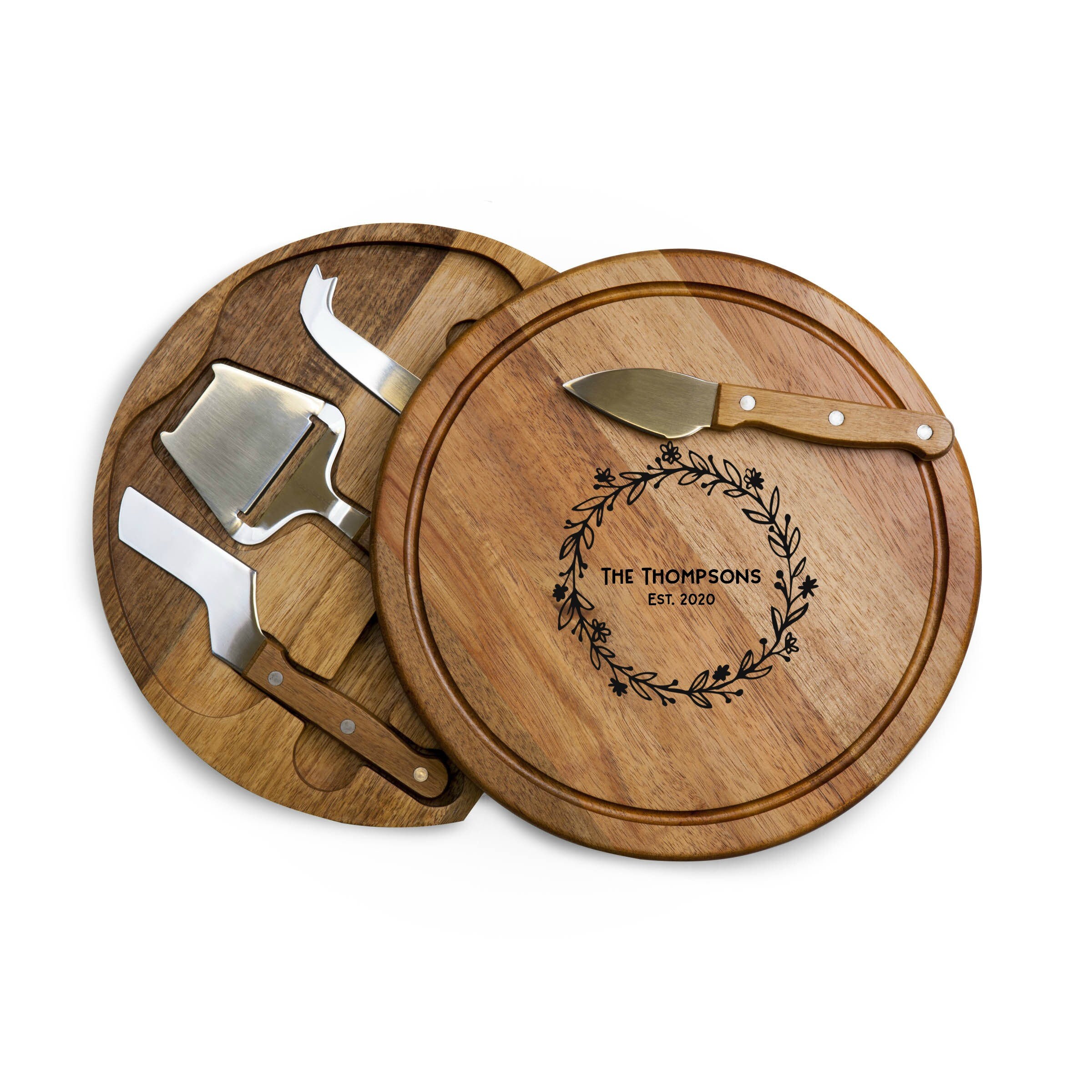 Personalized Cheese Board 4 Utensils Knives Monogrammed Family Etsy