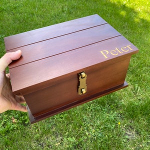 Engraved Wood Keepsake Box With Lock, Engraved Brown or Black Box, Wedding Groom Groomsmen Memory Box, Husband Anniversary Graduation