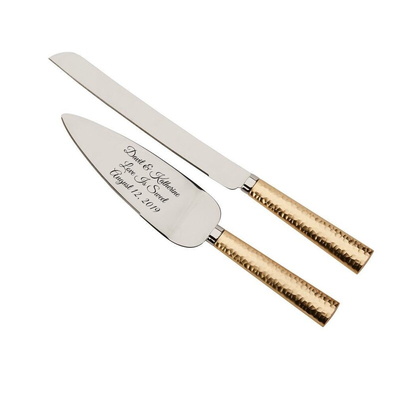 Personalized Wedding Cake Server and Knife Set With Gold Etsy