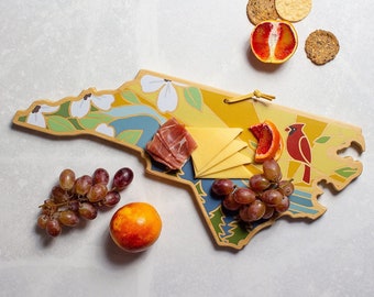 North Carolina CUSTOM State Shaped Cutting Board and Charcuterie-Gifts For Her/Him-Housewarming Gift-Custom Gifts For Family/Friends