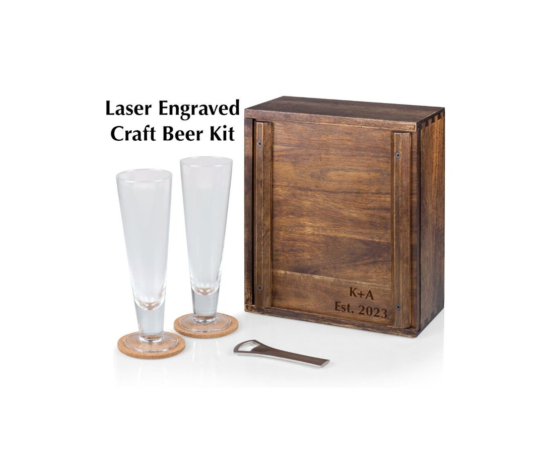Laser Engraved Craft Beer Set With 2 Beer Glasses Gift for Etsy