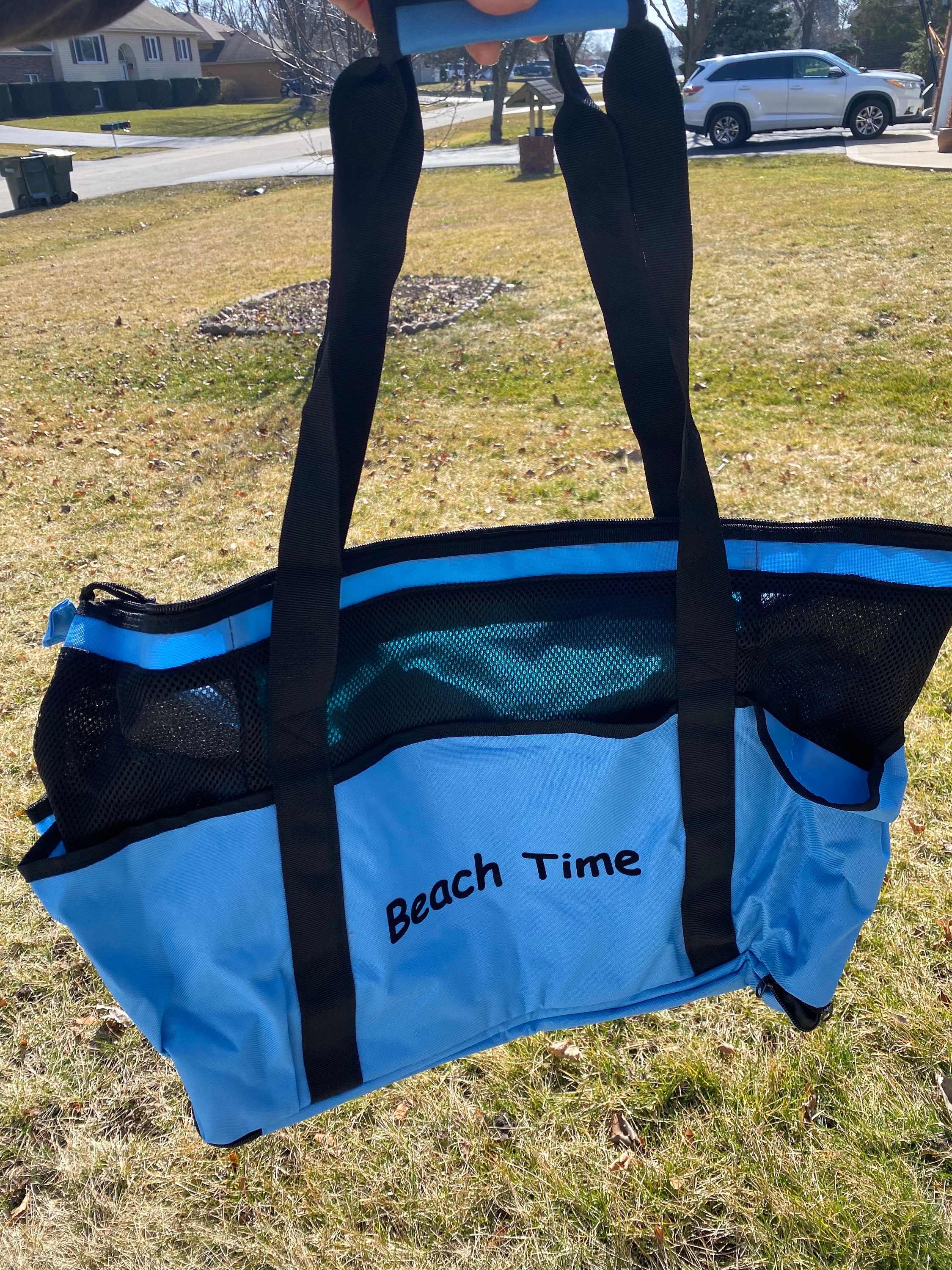 Mesh bottom beach bag sale