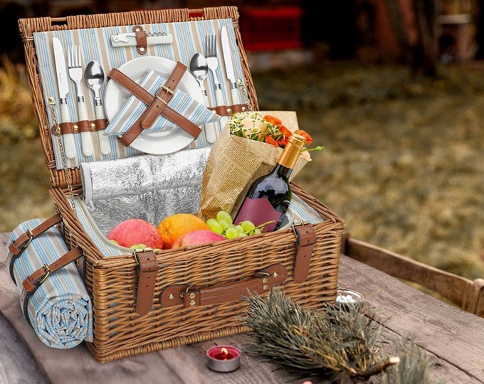 Cute Vintage Wicker Picnic Basket for Kids, Childs Picnic Basket