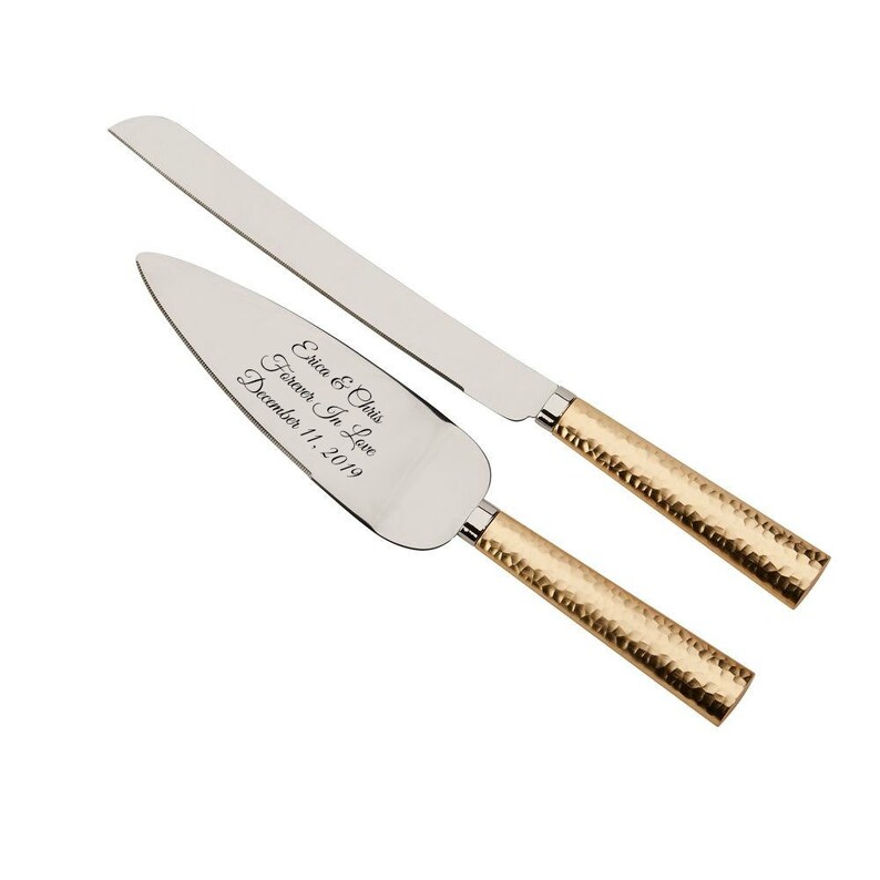 Personalized Wedding Cake Server and Knife Set With Gold Etsy