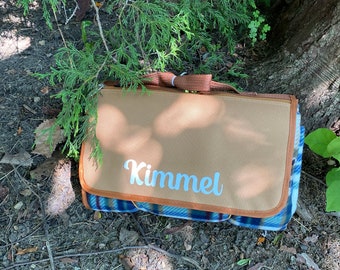 Personalized Blanket Travel Tote Beach Blanket Camping Picnic Blanket Portable Family Blanket Tailgating Stadium Name Blanket