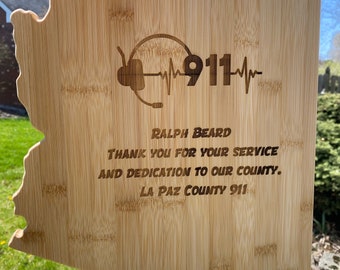 Dispatch Gift, Custom engraved state board, Gift for 911 dispatch, retired dispatch, 911 gifts, unique dispatch gift ideas, engraved gifts