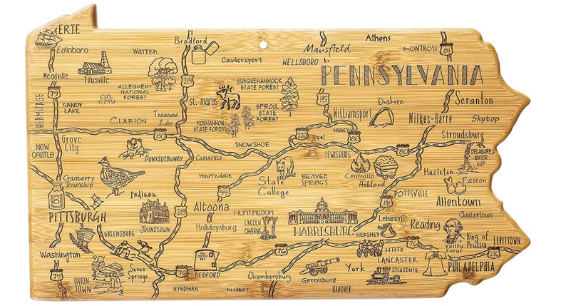 Pennsylvania CUSTOM State Shaped Cutting Board and Charcuterie-Gifts For Her/Him-Housewarming Gift-Custom Gifts For Family/Friends image 7