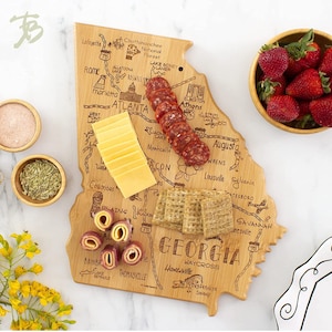 Georgia CUSTOM State Shaped Cutting Board and Charcuterie-Gifts For Her/Him-Housewarming Gift-Custom Gifts For Family/Friends