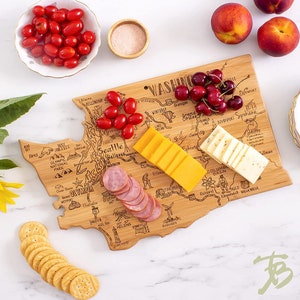 Washington CUSTOM State Shaped Cutting Board and Charcuterie-Gifts For Her/Him-Housewarming Gift-Custom Gifts For Family/Friends