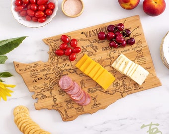 Washington CUSTOM State Shaped Cutting Board and Charcuterie-Gifts For Her/Him-Housewarming Gift-Custom Gifts For Family/Friends