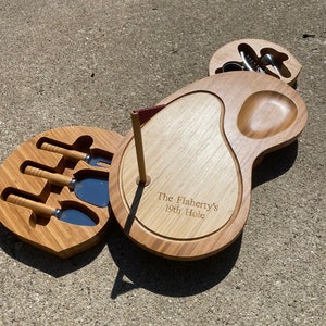 Personalized Golf Cheese Wood Cutting Board Gift With Utensils Golfer Sports Gift Wedding Housewarming Holiday Gift Fathers Day Golf Gift