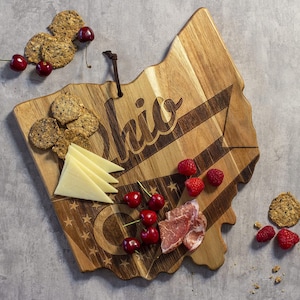 Ohio CUSTOM State Shaped Cutting Board and Charcuterie-Gifts For Her/Him-Housewarming Gift-Custom Gifts For Family/Friends