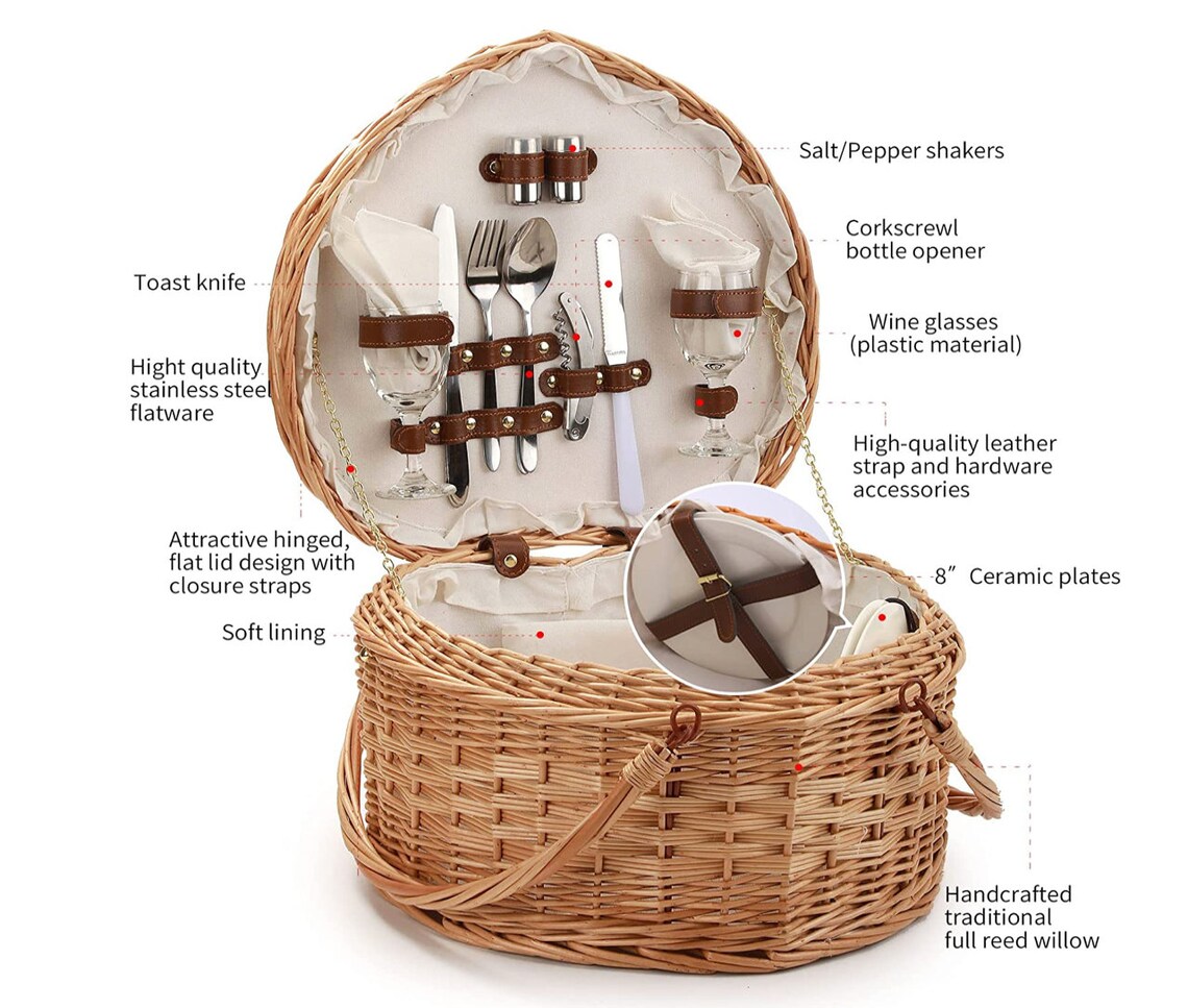 Personalized Heart Picnic Basket Engraved Custom Personalized Etsy