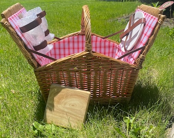 Personalized Wicker Picnic Basket, Wine and Cheese Set, Anniversary Gift