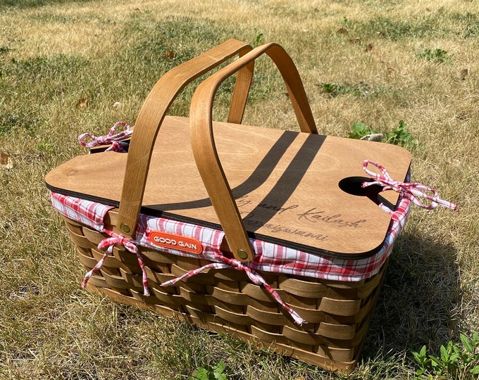 Vintage Redman Picnic Basket, MCM Brown Wicker Picnic Basket With