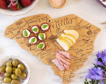 South Carolina CUSTOM State Shaped Cutting Board and Charcuterie-Gifts For Her/Him-Housewarming Gift-Custom Gifts For Family/Friends