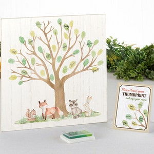 Engraved Woodland Baby Shower Guest Book Alternative, Baby Shower Gift, Baby Shower Decor, Gender Neutral