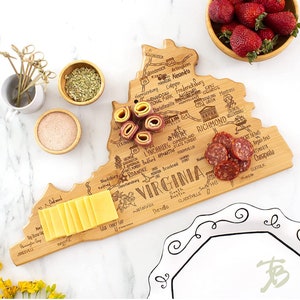 Virginia CUSTOM State Shaped Cutting Board and Charcuterie-Gifts For Her/Him-Housewarming Gift-Custom Gifts For Family/Friends