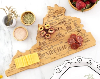 Virginia CUSTOM State Shaped Cutting Board and Charcuterie-Gifts For Her/Him-Housewarming Gift-Custom Gifts For Family/Friends