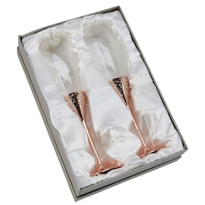Wedding Toasting Flutes, Pink Rose Gold Tone, Wedding Toasts, Champagne Flutes, Champagne Glass (2pc)