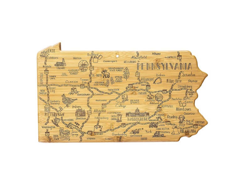 Pennsylvania CUSTOM State Shaped Cutting Board and Charcuterie-Gifts For Her/Him-Housewarming Gift-Custom Gifts For Family/Friends image 3