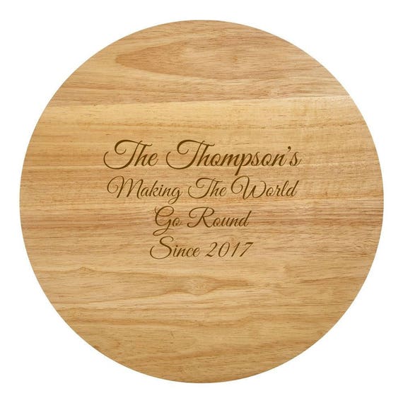 Any Message Laser Engraved Personalised Rubberwood Lazy Susan Cheese Board