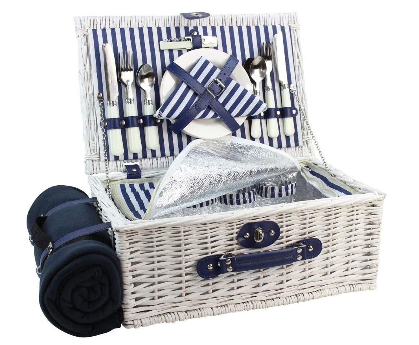 Personalized Romantic Wicker Picnic Basket for 4 or 2 People, White ...