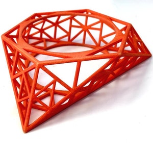 TRIA HEX TRANSITION Bangle, on sale - 30% Matte temple orange, 3d printed nylon bangle, geometry inspired by structural engineering