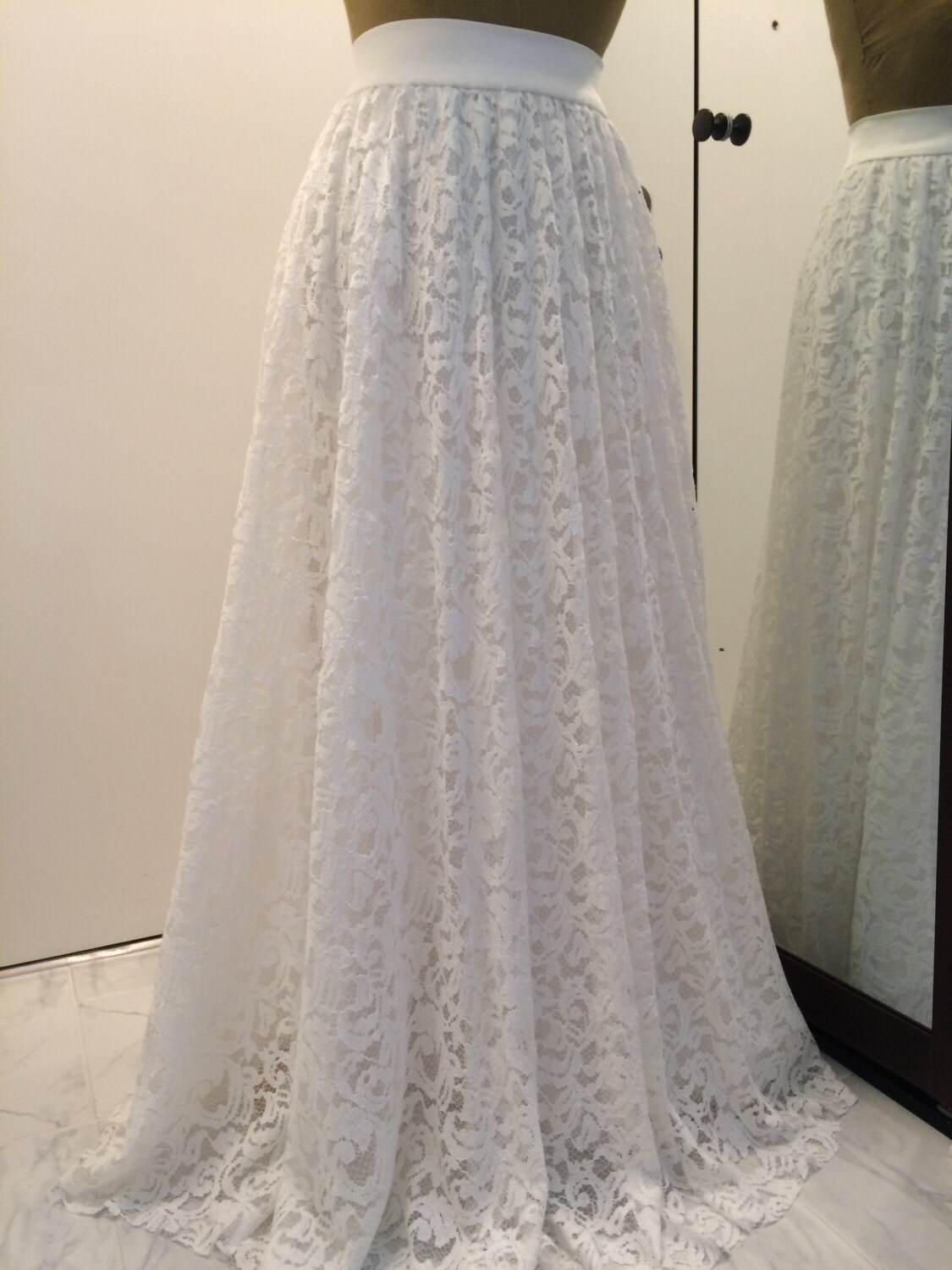 white maxi lace skirt