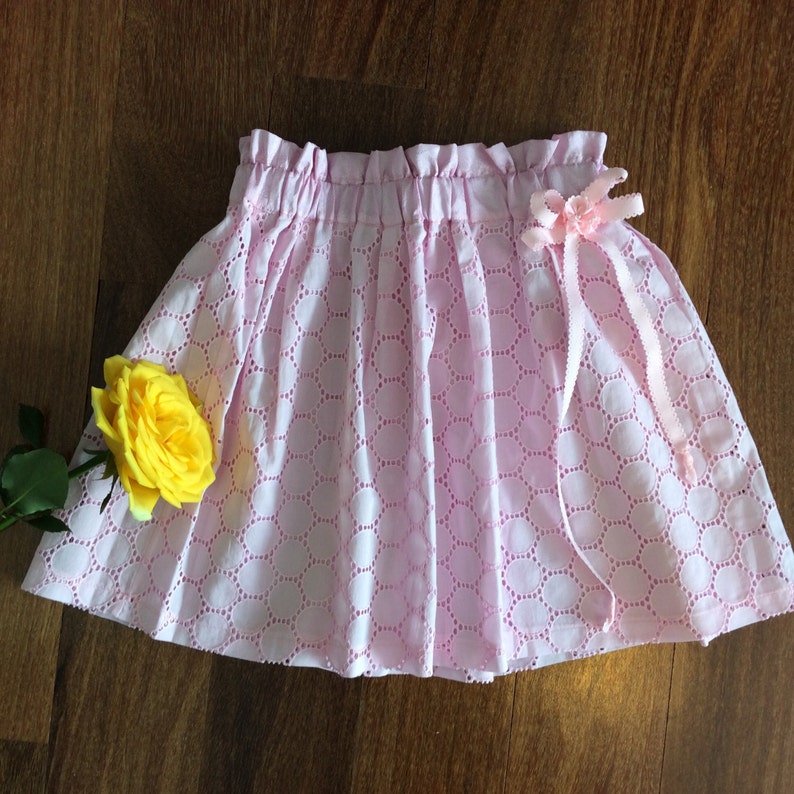 Little Girl Skirt in Pink Cotton Lace Size 4T Easter skirt Etsy