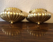 Mid Century GOLD URNS PLANTERS, Tow Molded Resin Urn Planters, Gold Urn Wall Hanging Planters