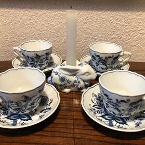 BLUE DANUBE TEA Sets, Four Blue Danube Fine China Cups and Saucers ...