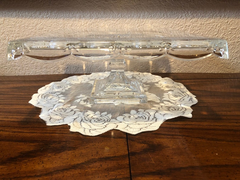 LEAD CRYSTAL PEDESTAL Cake Plate Square Crystal Rose Cake Etsy