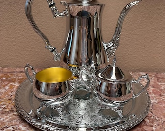 ONEIDA BARONET SET, Silver Plated Coffee Services, Four Pieces Silver Plated Tea Set