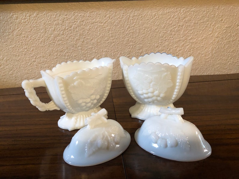 Milk Glass CREAMER and SUGAR BOWL Set of Creamer and Sugar Etsy