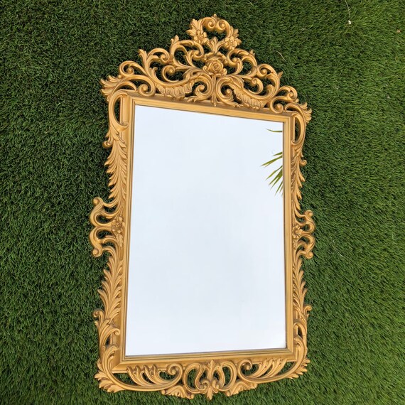 Large Gold Frame Mirror Rectangular Hollywood Regency