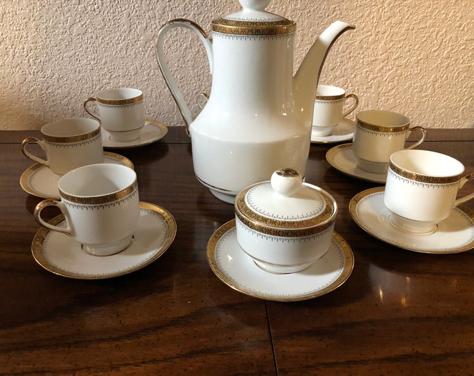 Bavarian CHINA TEA SET, White China 22kt Gold Tea Set "rosiom ...