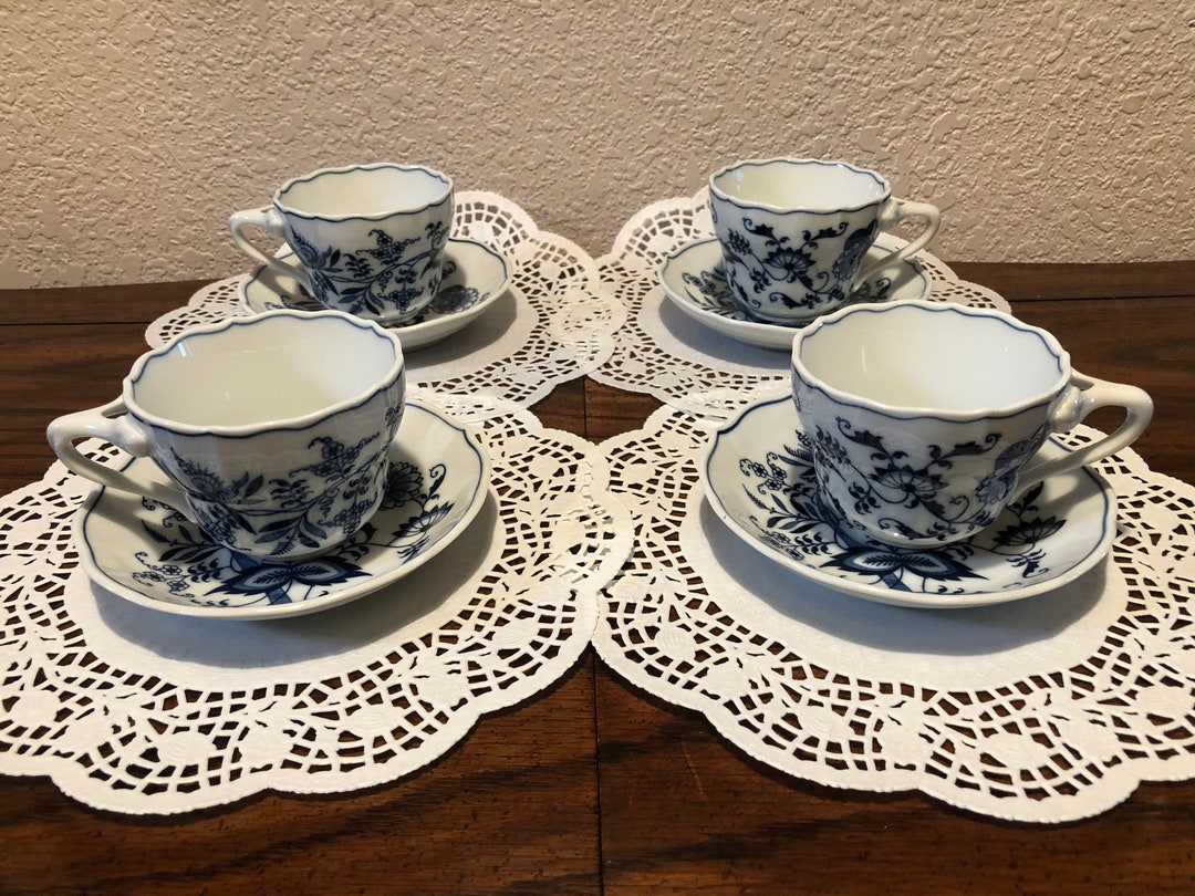 BLUE DANUBE TEA Sets, Four Blue Danube Fine China Cups and Saucers ...