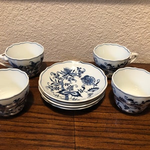 BLUE DANUBE TEA Sets, Four Blue Danube Fine China Cups and Saucers ...
