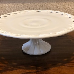 MILK GLASS PEDESTAL Plate, Large White Glass Cake Stand