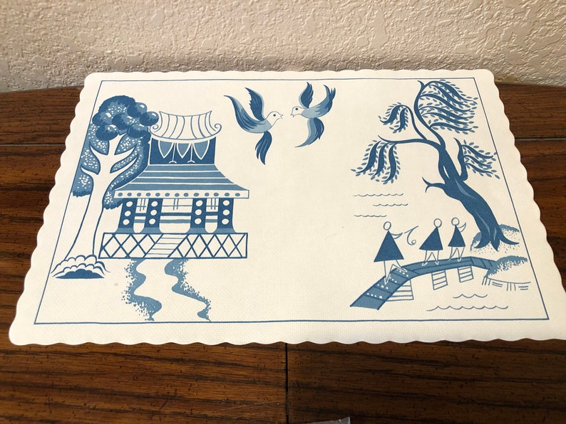 BLUE WILLOW PLACEMATS 10 Pcs. Blue Willow Paper Place Mats Etsy
