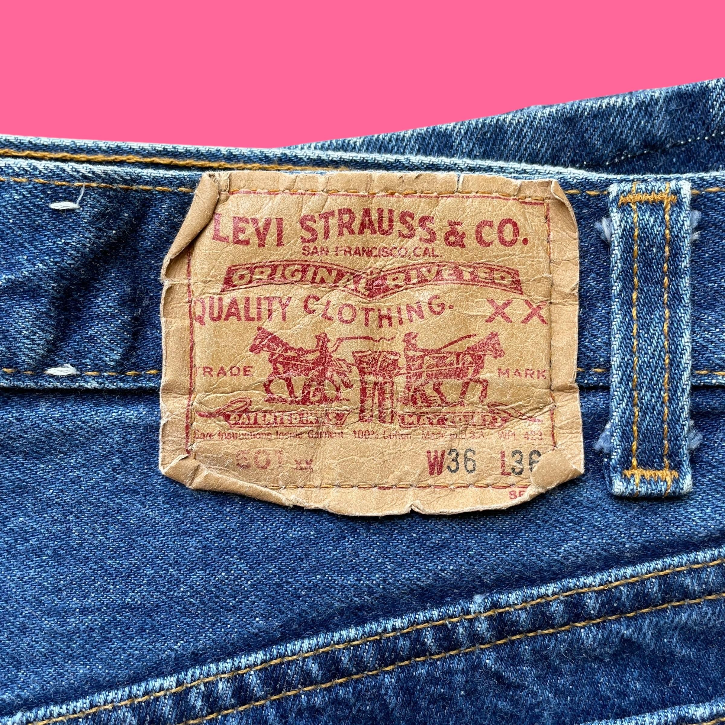 Vintage USA Made Levis 501 Jeans 34x28 - High Waisted Button Fly