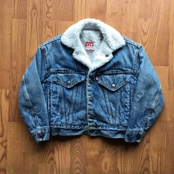 Childrens Levis Sherpa Lined Jean Jacket - Made in USA - Denim Jacket - Vintage Clothing - Jeans - Vintage Denim - Workwear - Grunge - Youth