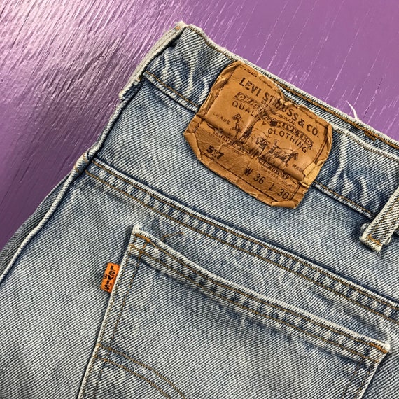 70s Levis 517 36 x 30 Orange Tab Jeans - Boot Cut