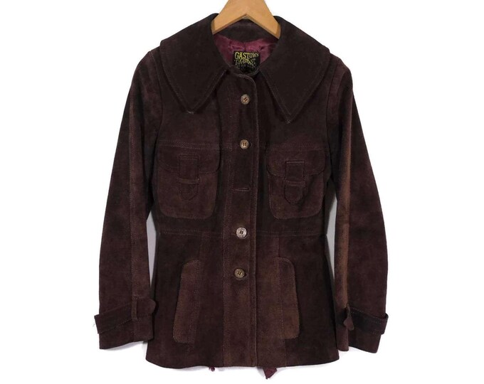 70s Suede Gastown Leather Jacket Small Womens Dark Brown Etsy Canada