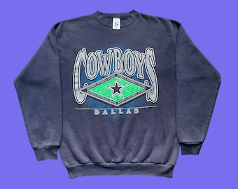 Sudadera de cuello redondo de los Dallas Cowboys de los 90 - Talla grande - Logotipo 7 - Fabricada en EE. UU.