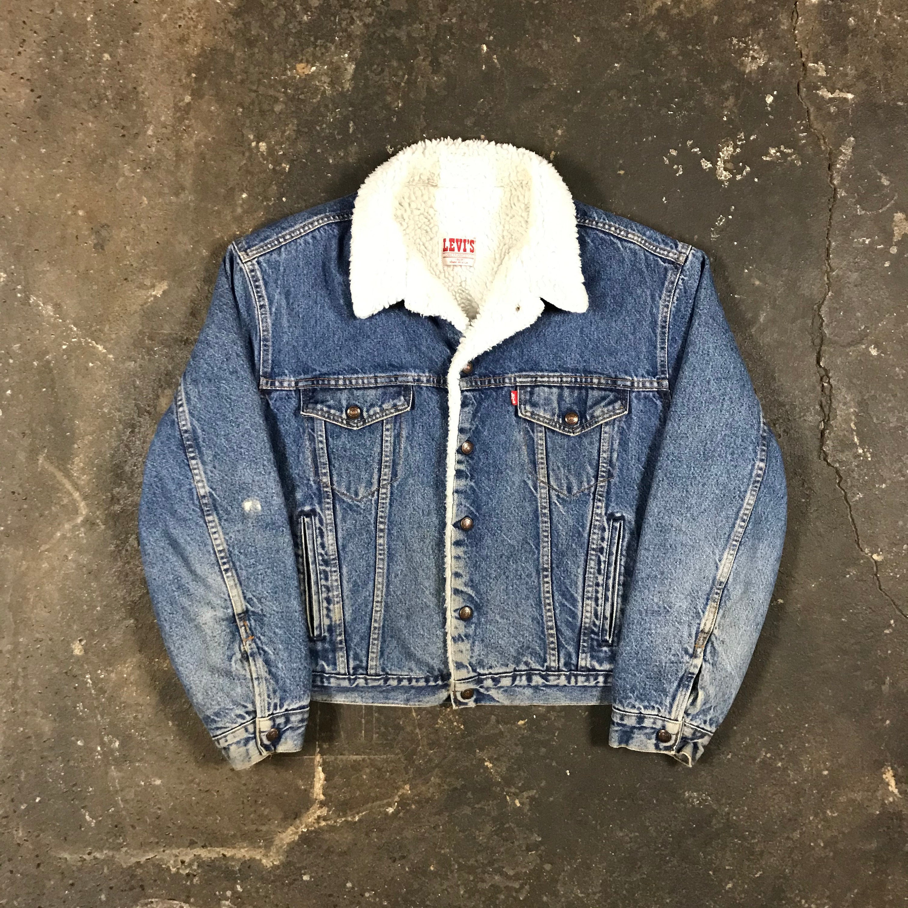 80s Levis Sherpa Jacket Large Denim 