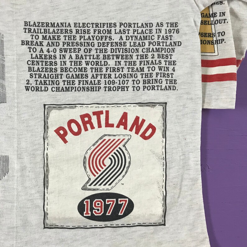 90s Portland Trail Blazers All Over Print T shirt 1991 | Etsy